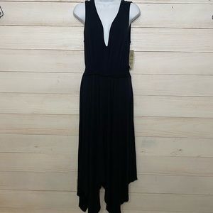 NWT SANGRIA size medium black deep v-neck dress